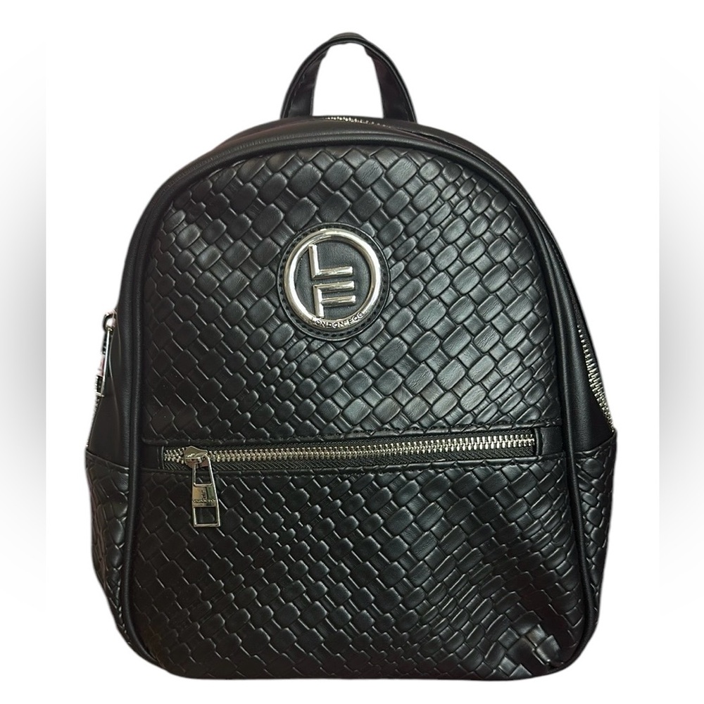 London Fog Bowery Medium Size Black Woven Backpack